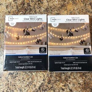 Mainstays 100 Count Clear Mini Lights Indoor/Outdoor Use Weddings Holidays 2 Pk